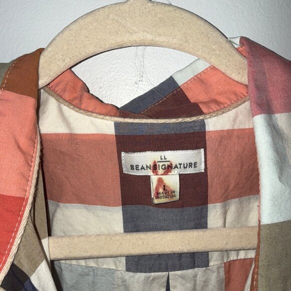 L.L.Bean Signature Womens Plaid Button-Down Shirt Dress Size L Multicolor Cotton - Picture 5 of 8